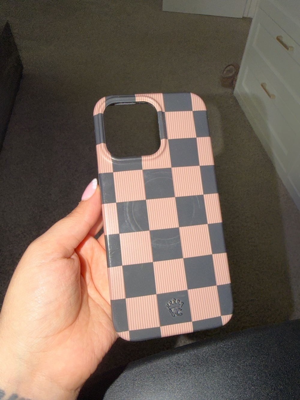 Velvet Caviar Pink & Black Checkerboard Phone Case